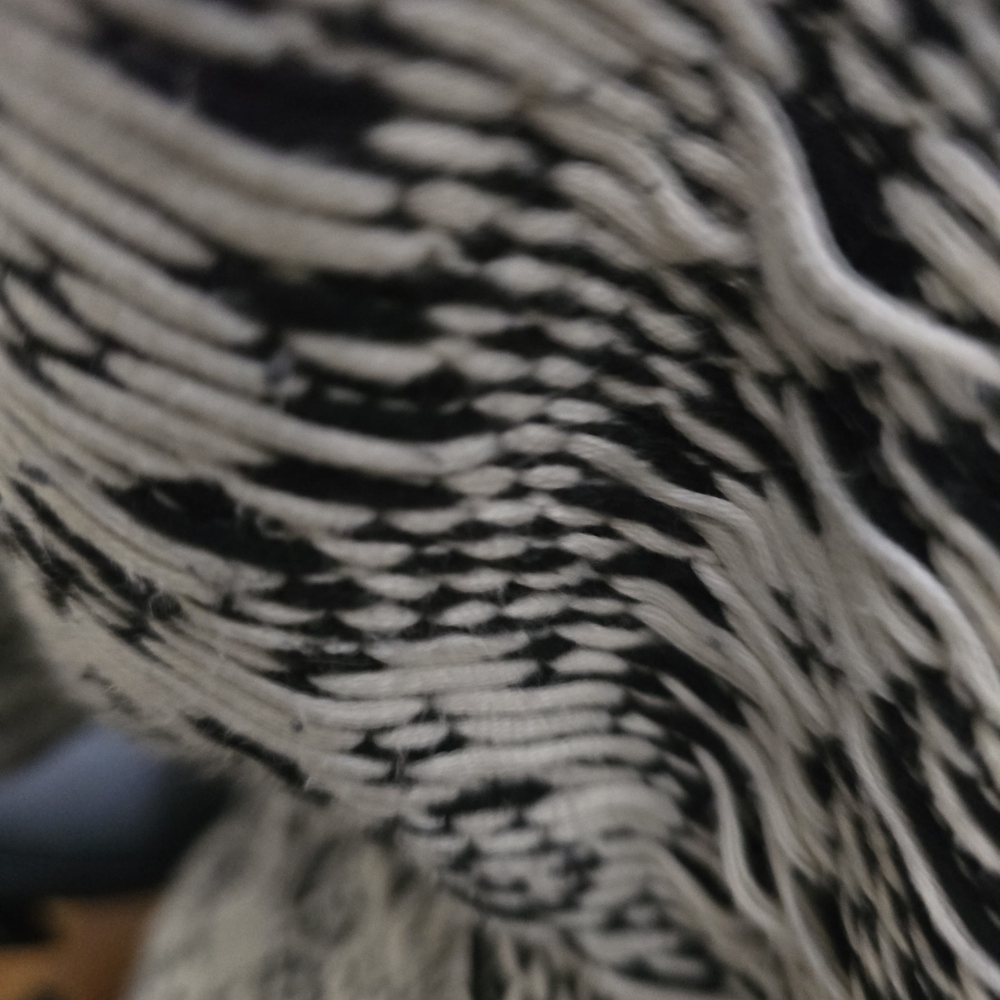 Black and White Patterned Cardigan with Red Accents - Picture 2 of 4